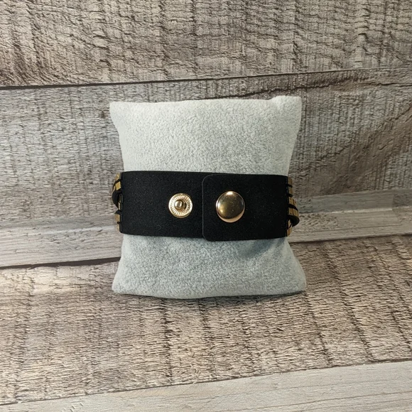 A12 Gold Disco Ball Wrap Bracelet Black Suede Metallic Crystal Rhinestone - Picture 6 of 12